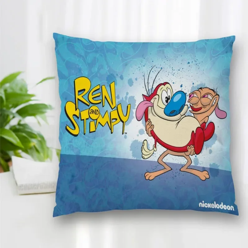 Hot Sale Custom Decorative Pillowcase Ren and Stimpy Cartoon Square Zippered Pillow Cover Best Nice Gift 20X20cm 35X35cm 40x40cm