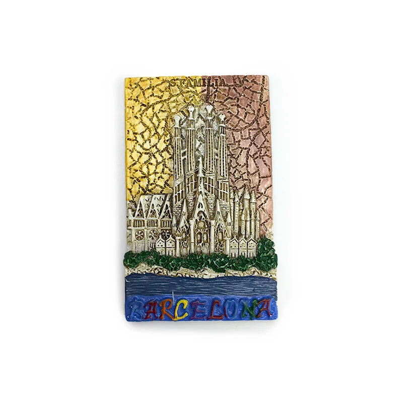 

3D Resin Refrigerator Magnet - Barcelona Sagrada Familia - Spain Landmark