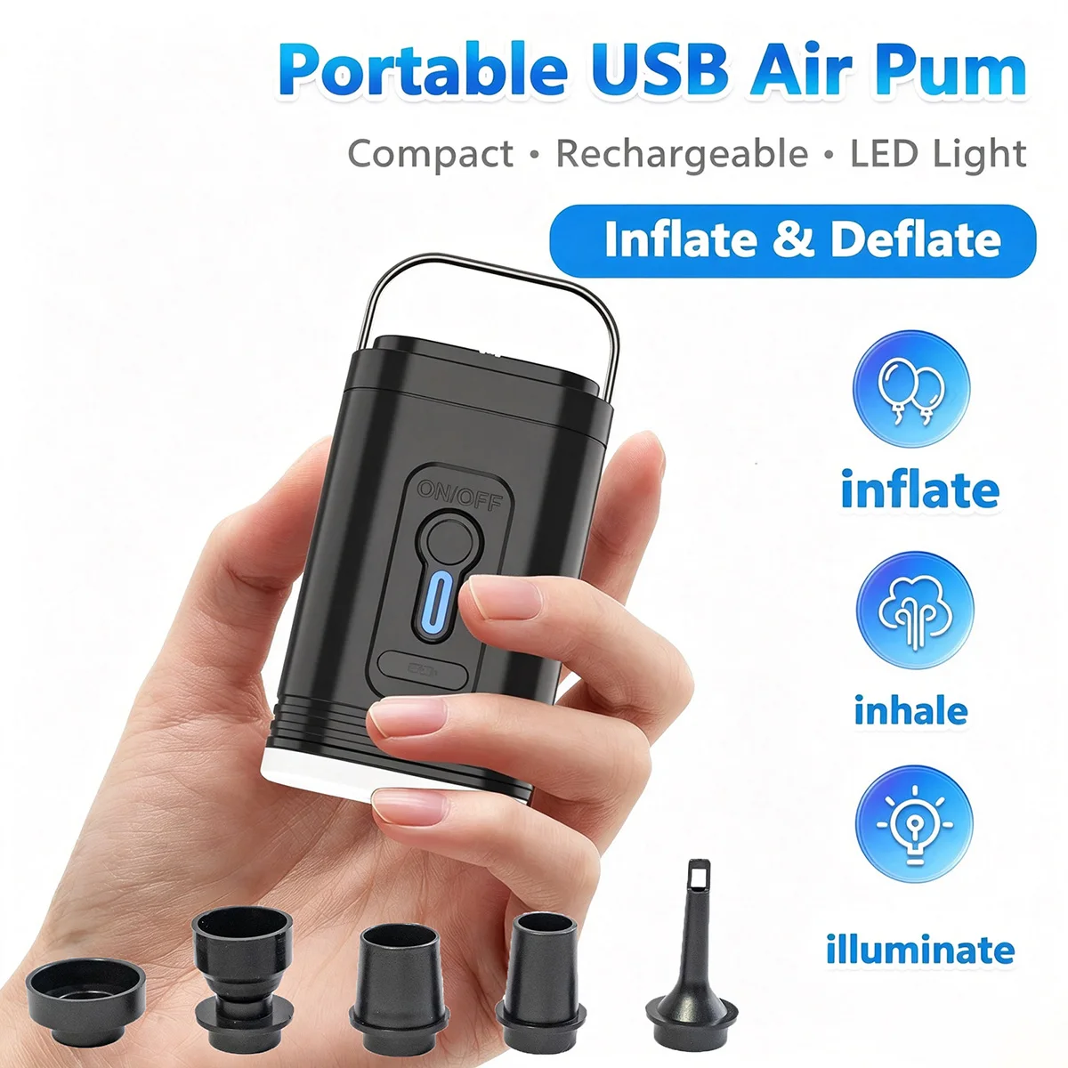 1200mAh wiederaufladbare tragbare Luftpumpe …