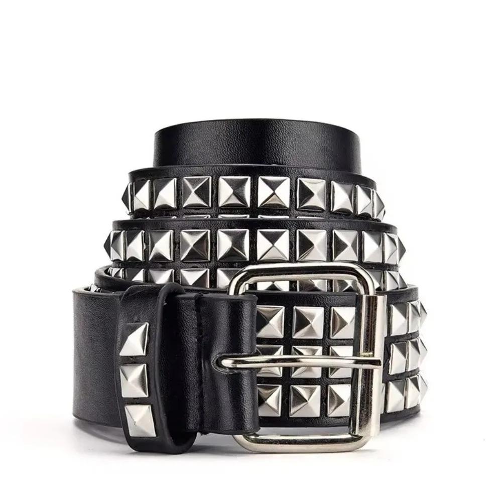 Vintage Punk Rivet Belt Stainless Steel Buckle Metal Metal Gothic Waistband General Decorative Y2K Pyramid Belt Male Female Use