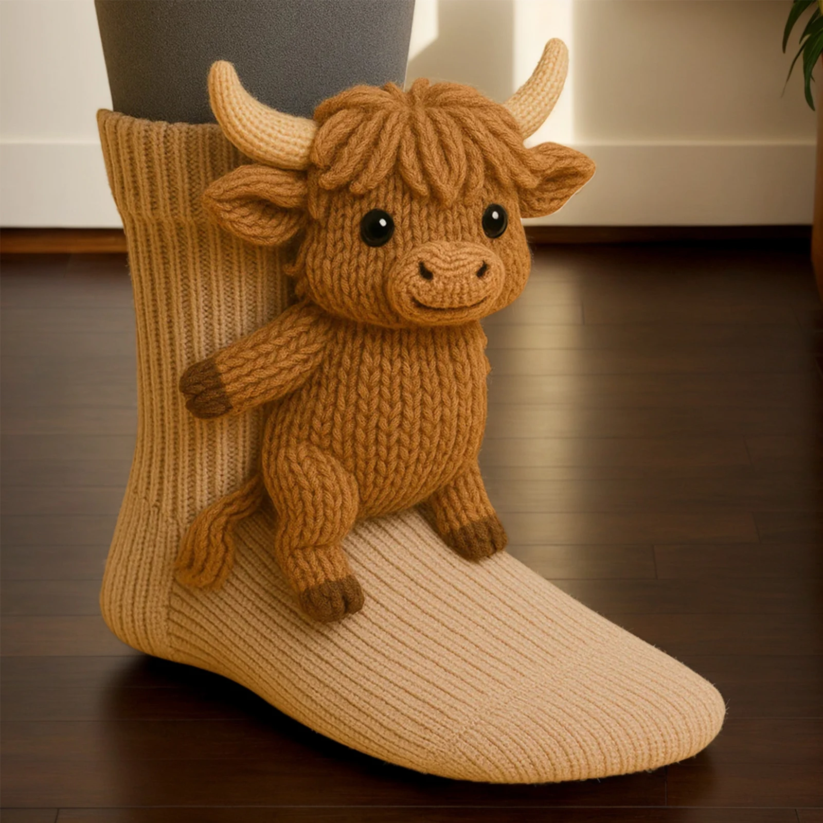 3D Knitted Animal Cute Socks Cozy Fuzzy Thick Warm Plush Kawaii Socks for Women Teens Kids Home Winter Holiday Christmas Gift view 3