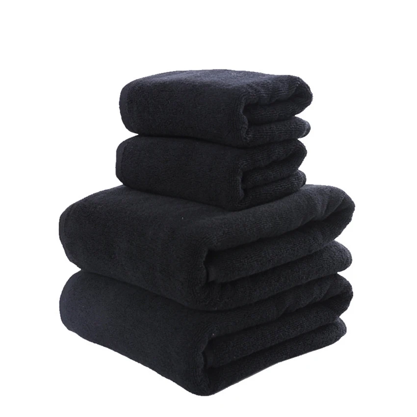 Black Bath Towel Thick Large Soft Cotton Face Hand Shower Towels for Adults Kids Home Bathroom Spa toalla 34*74cm/70*140cm