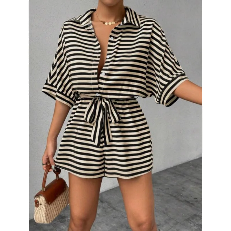 

Women's Lapel Jumpsuit Set Fashionable All-Match Flip-Collar One-Piece Suit Versatile for All Seasons Brand Unbranded