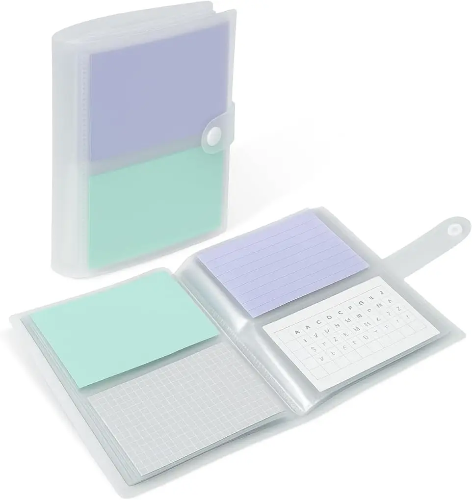 

4x6 Index Card Holder Organizer - Clear Card Binder for Flashcard and Recipe Card Storage with 50 Plastic Sleeves