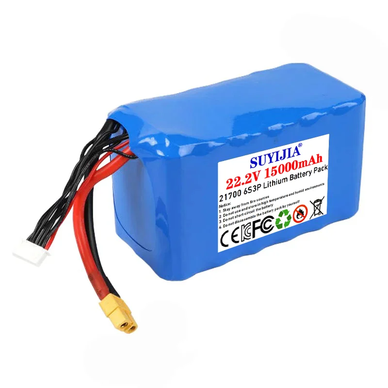 

21700 6S3P UAV Drone Rechargeable Battery 22.2V 15000mAh M50 M50T M50LT 50G 50E 21.6V 25.2V W/14AWG 12cm XT60 W/ JST-XH Balancer