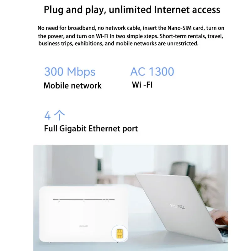 Huawei B535-836 Wireless Router 4G LTE Cat 7 300 Mbps Dual-Band Wi-Fi Hotspot With Gigabit Ethernet Port Modem Sim WiFi Repeater