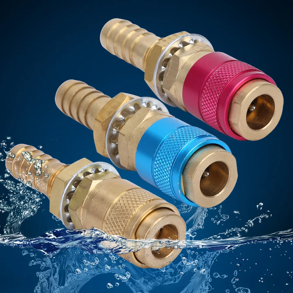 3pcs M10 Red+Yellow+Blue Water Cooled&Gas Adapter Quick Connector Fitting For TIG Welding Torch