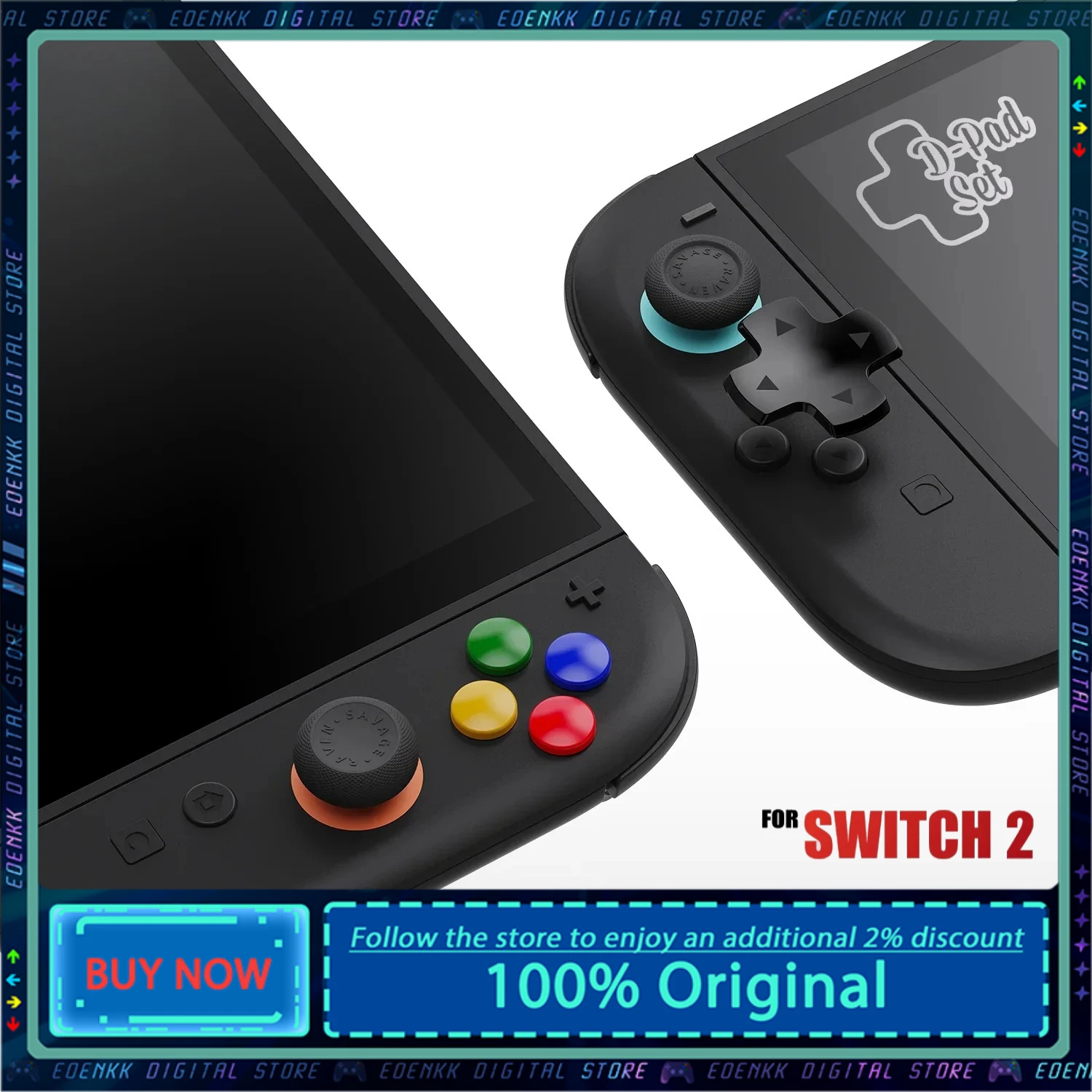 

Cross/circular directional keycaps Savage Raven by Skull & Co. D-Pad Button Cap Set for Nintendo Switch 2 NS2 Game Console