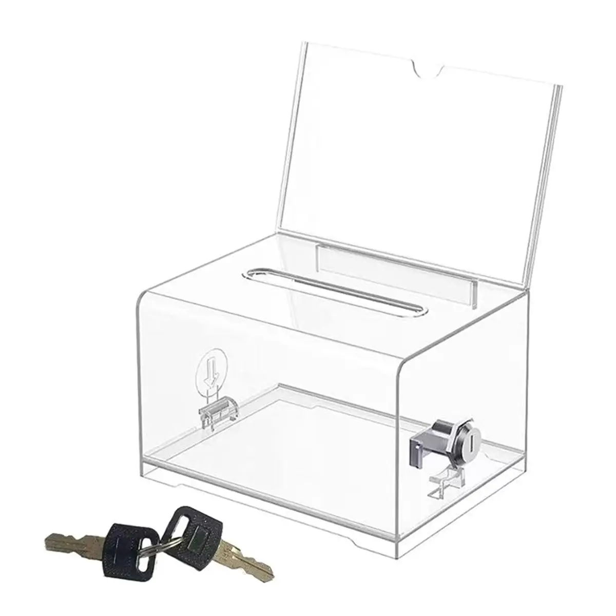 BHBL  Tip Jar Voting Plastic Container with Lock and Sign Holder Suggestion Box Acrylic Solid Ballot Box