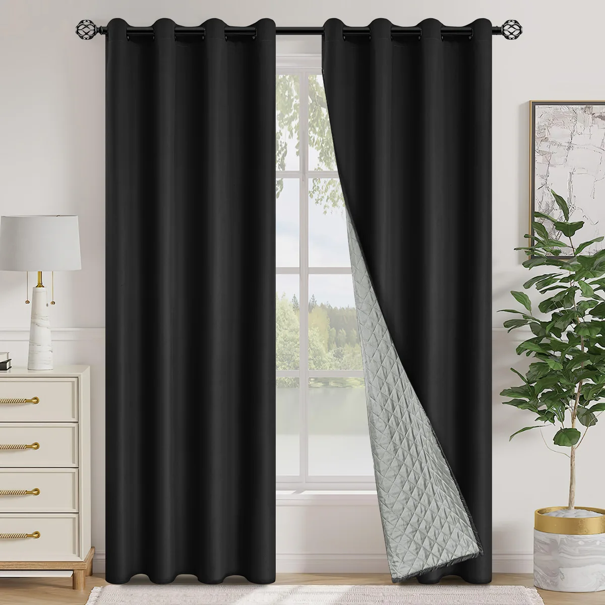 27709  New Chunyafang full blackout cotton curtain for living room, windproof and warm curtains for winter