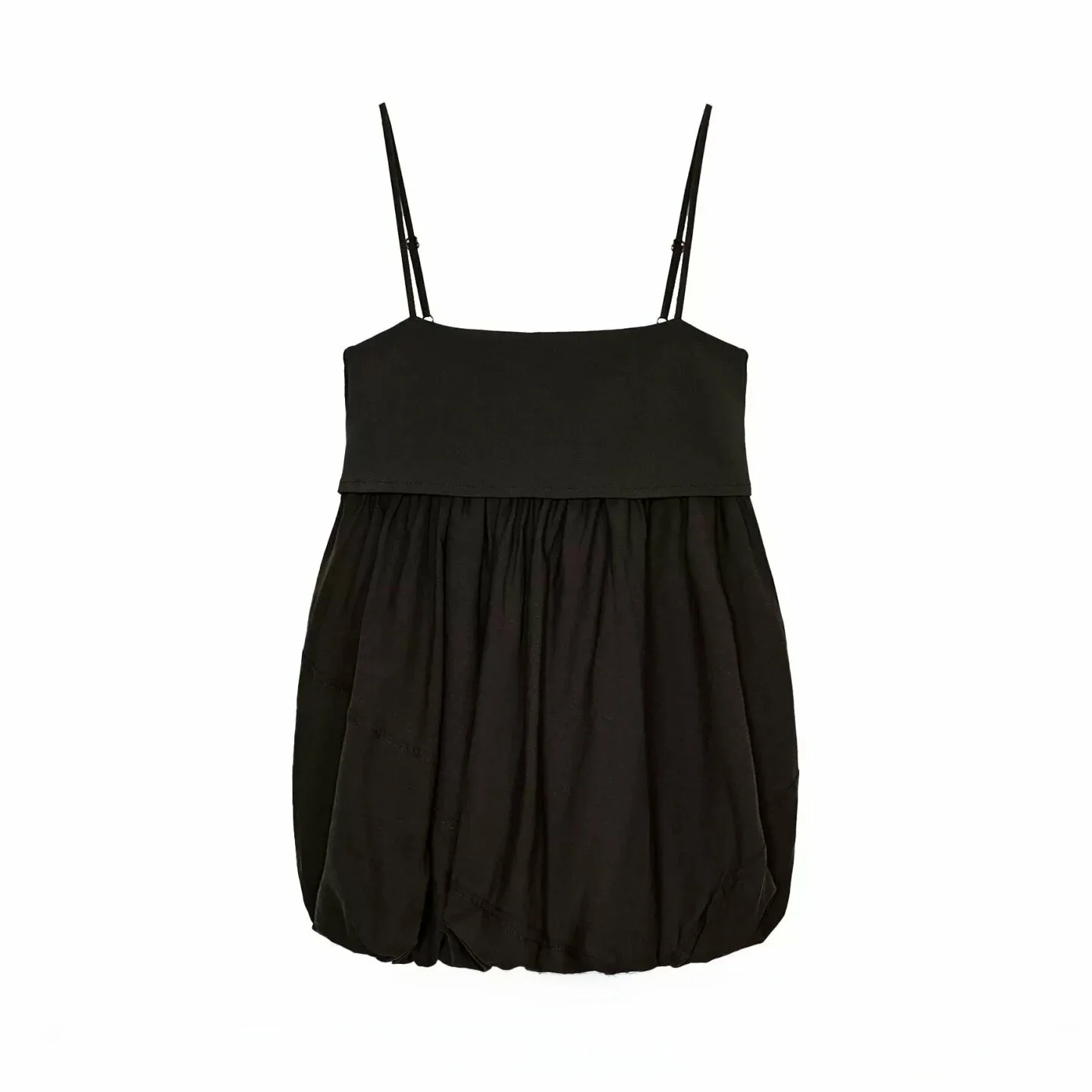New Summer 2026 Women's Backless Straight Collar Splice Balloon Sleeveless Top Cotton Short Length Outerwear Fashion