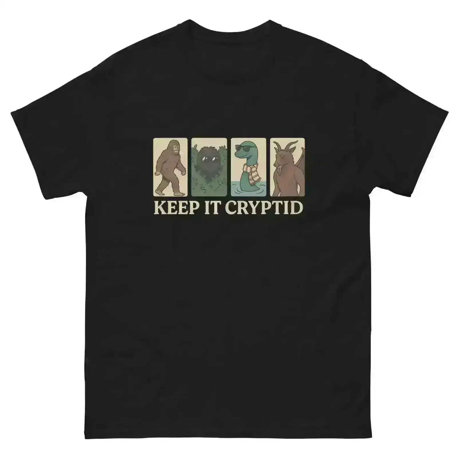 Keep It Cryptid T Shirt vintage Washed fashion Casual Soft Versatile Stretched Breathable streetwear homme Slightly