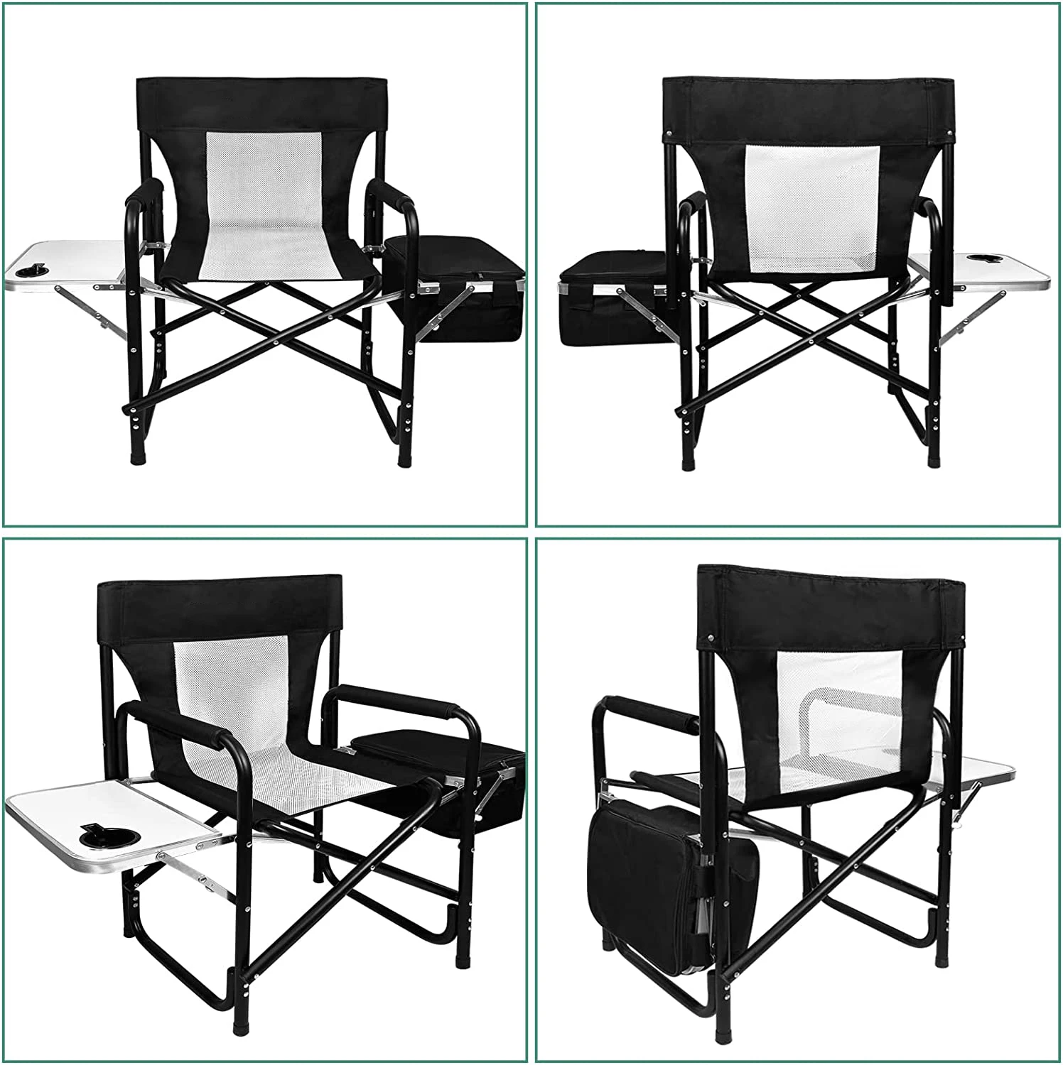 portable camping chair portable laurel tree director chair with foldable side table refrigerated bag, and mesh pocket