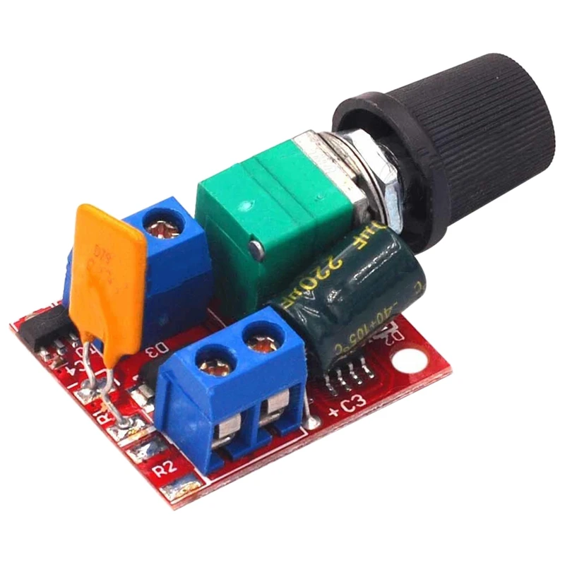 Mini DC Motor PWM Speed Controller, 3V-35V, Speed Control Switch, LED Dimmer, 5A Módulo Board, 90W Alta Velocidade DIY, 5 Pcs