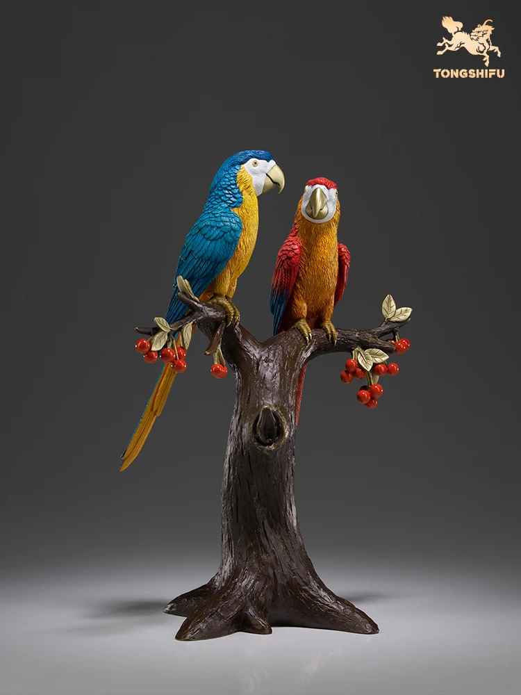 2023 foreign business honored guest GIFT company finance High grade Recruit wealth Lucky parrot copper sculpture statue