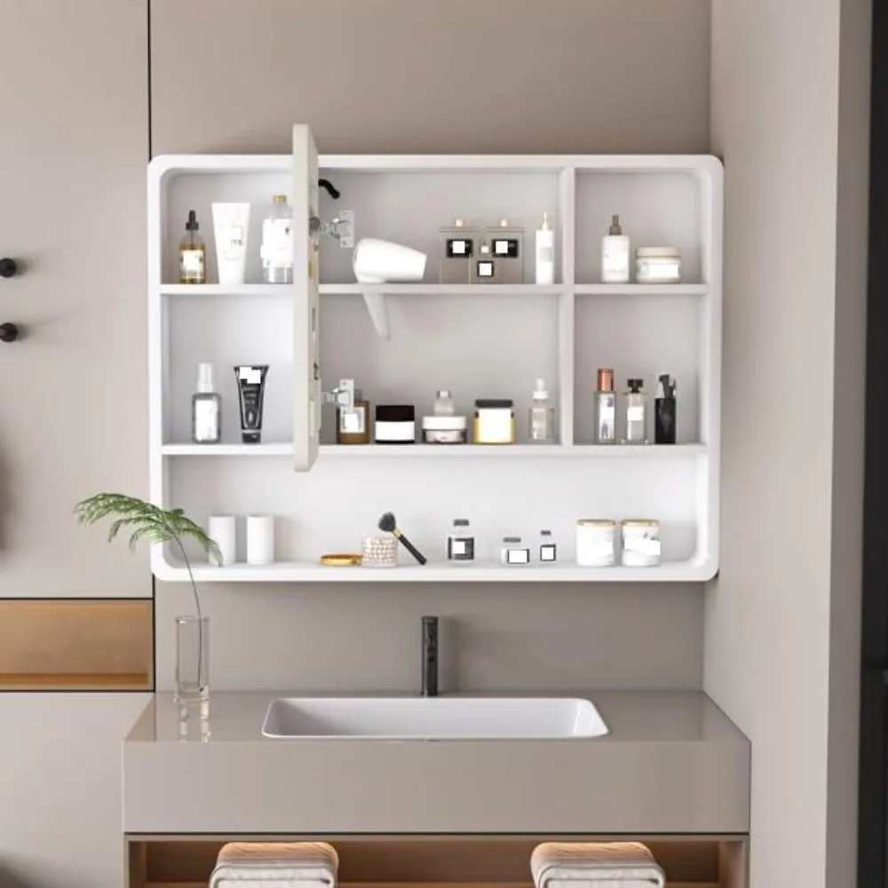 Medicine Cabinet with Mirror, Wall Mount Bathroom Cabinet 35