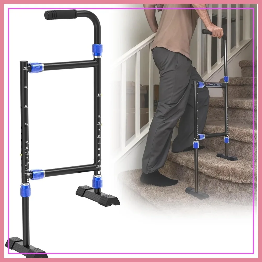 

Adjustable Stair Assist Cane for Seniors, Custom Fit for Indoor/Outdoor Steps, Anti-Slip Base, Post-Surgery Support