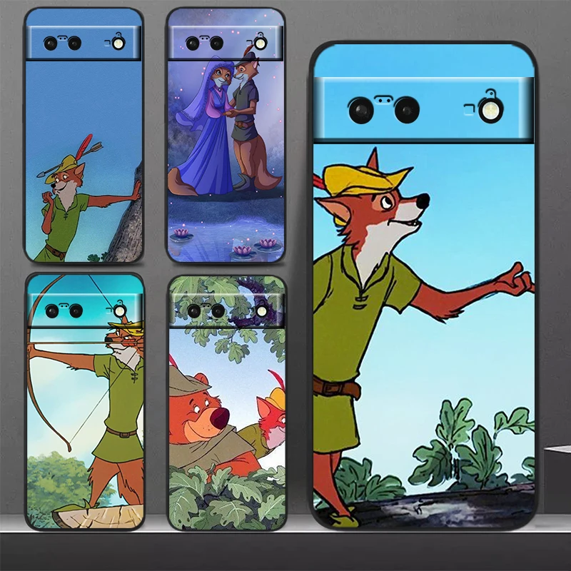 Disney Robin Hood Phone Case For Google Pixel 9 8 7 Pro 6 Pro 6A 5A 5 4 4A XL 5G Black Soft Fundas Cover