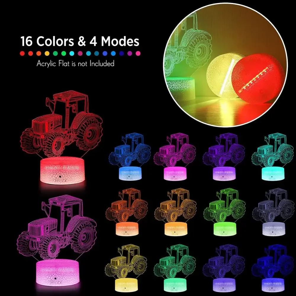 3D Lamp Base 6/12 Pcs LED Night Light DIY Clear Acrylic Sheets RGB Color touch Child Lamps Bedroom Decor Personalized Gifts Toys