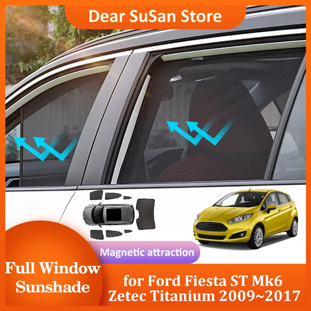 Magnetic Sunshade for Ford Fiesta ST Mk6 Zetec Titanium B299 B409 2009~2017 Roof Windshield Curtain Sun Visor Cover Accessories