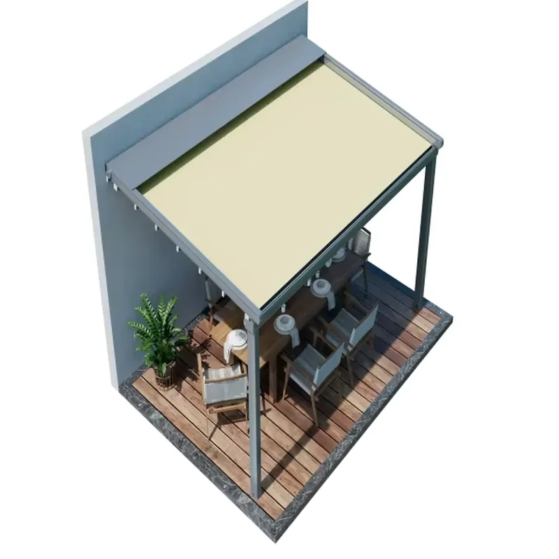 Modern Outdoor Garden Retractable Automatic Sun Shade Aluminum Alloy Canopy with Remote Control Patio Polyester Awnings
