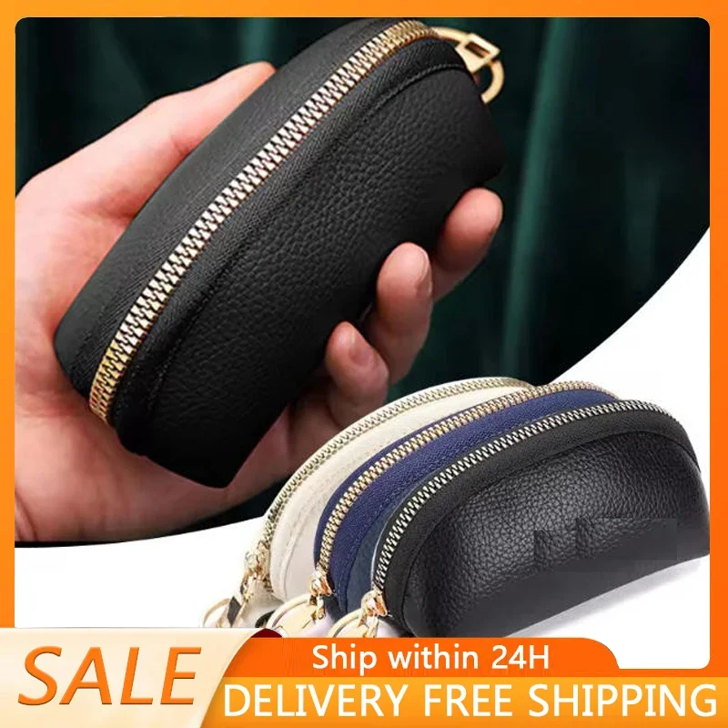 Weiches Leder Schlüsselhalter Organizer Tasche Männer Frauen Autoschlüssel Brieftasche Haus Schlüsselbund Haushälterin Schlüsseletui Reißverschlusstasche Mini Kartentasche