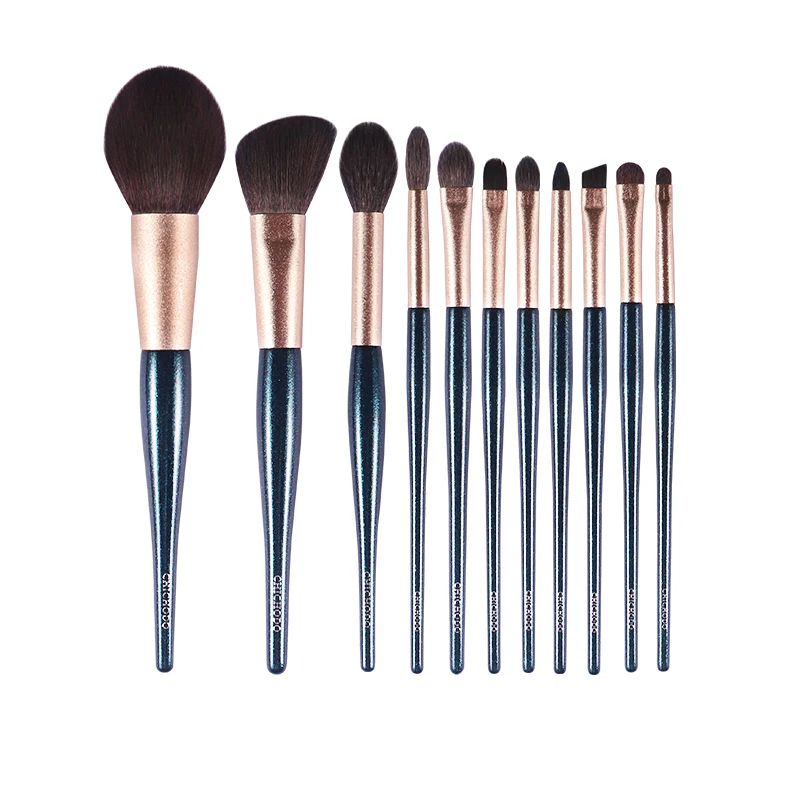 Synthetic Hair Thickened Aluminum Tube Solid Wood Paint Handle 11Pcs Moran Series Makeup Brush Set Factory Spot Sale