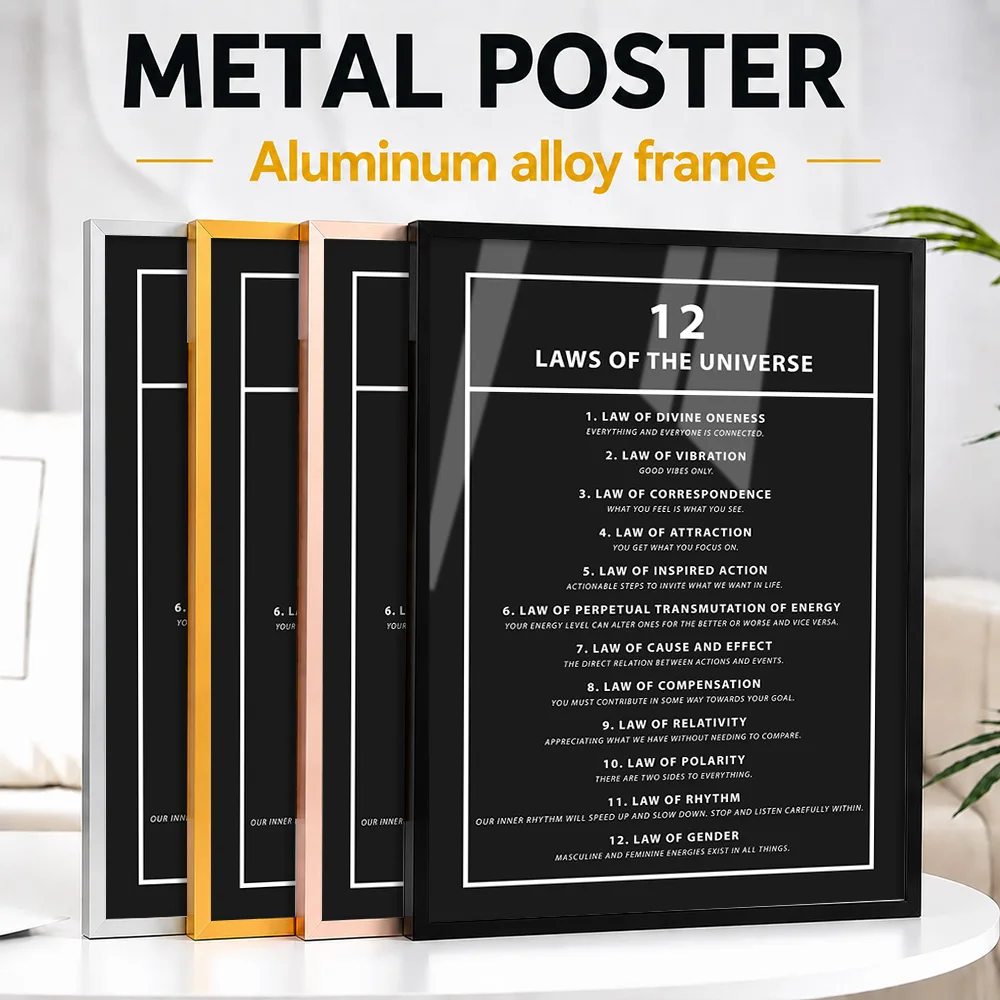 Twelve Laws Of The Universe Framed Metal Poster Personalized Bold Typography Wall Art Perfect Within Office As Dream Chasers