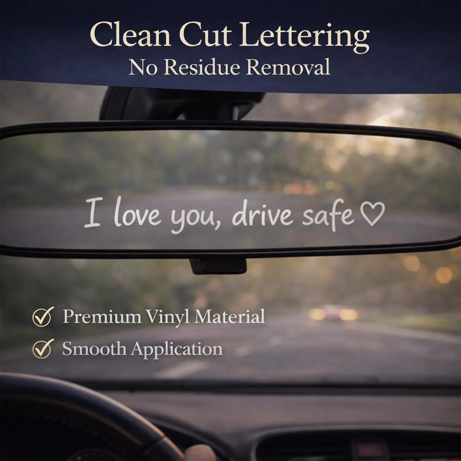 1pc I Love You Drive Mirror Decal, Rearview Mirror Car Decals For Women, Vinyl Decal - Detail 1