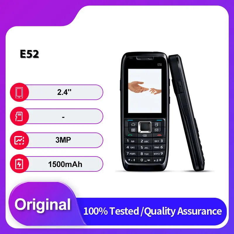 الأصلي مقفلة E52 شريحة واحدة GSM 900/1800 2G/3G بلوتوث الهاتف المحمول لوحة المفاتيح العربية الروسية المصنوعة في فنلندا