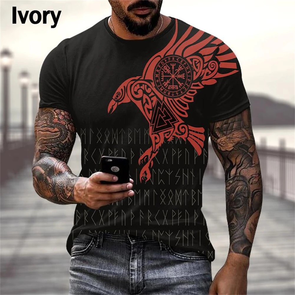 Fashion 3D Vintage Viking Collection Style Short sleeve tee Tops Men Street Personality Oversized t-shirt Casual Pullover Tops