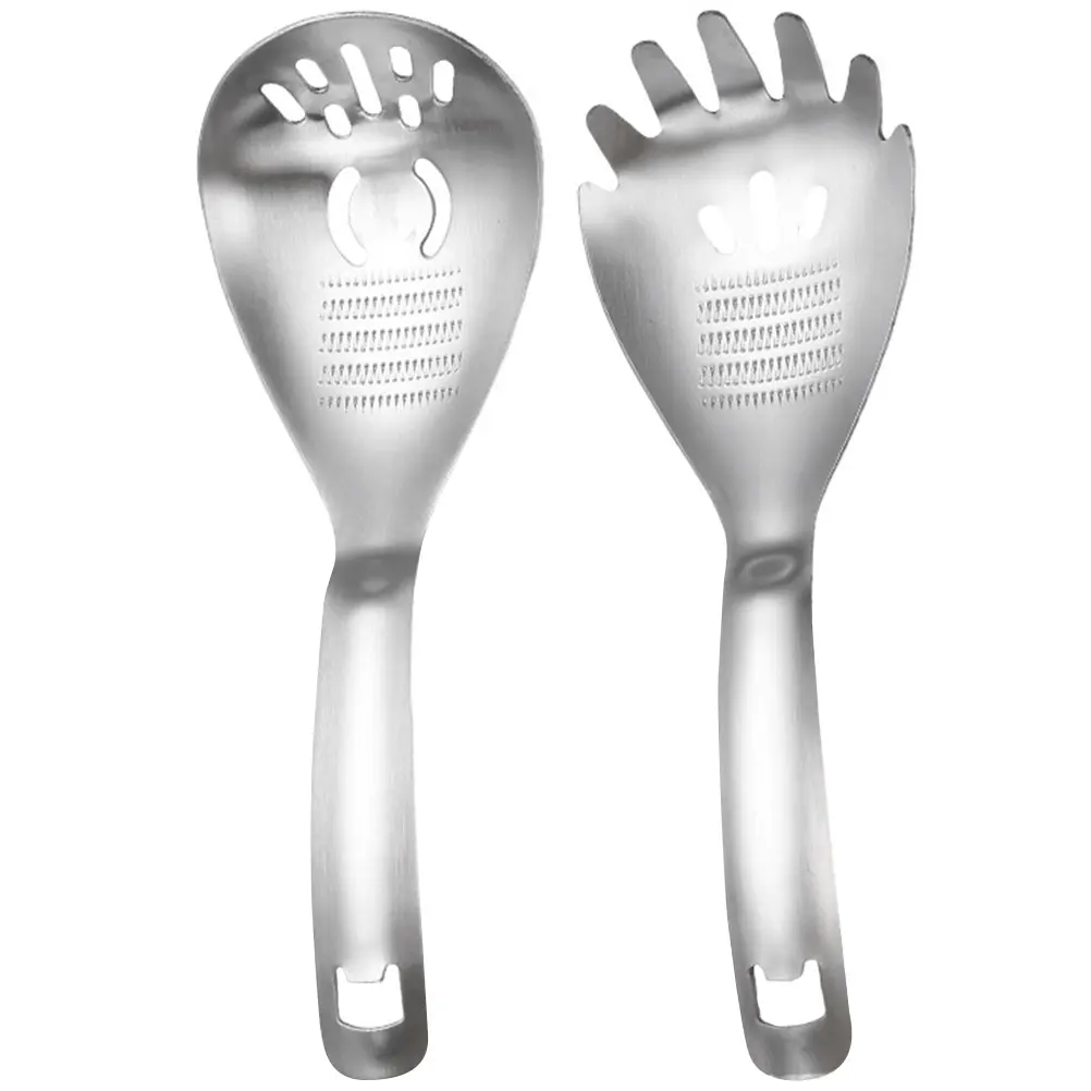 

2pcs Five in One Garlic Press Stainless Steel Grinder Spoon Kitchen Utensil Bottle Opener Noodle Scoop Mud Grinding for Baby