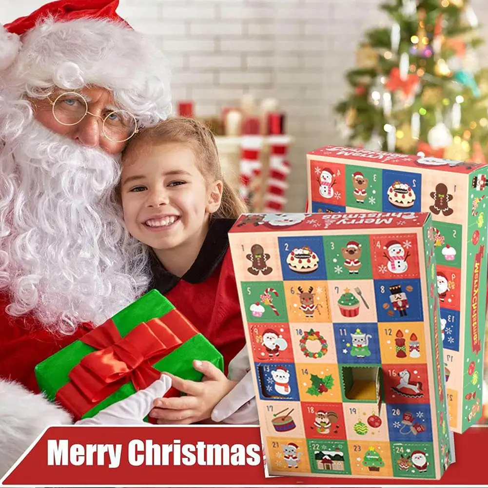 Christmas Surprise Gift Box Silicone Straw Cap 24 Grids Child Countdown Boxes Creative Design Advent Calendar Box