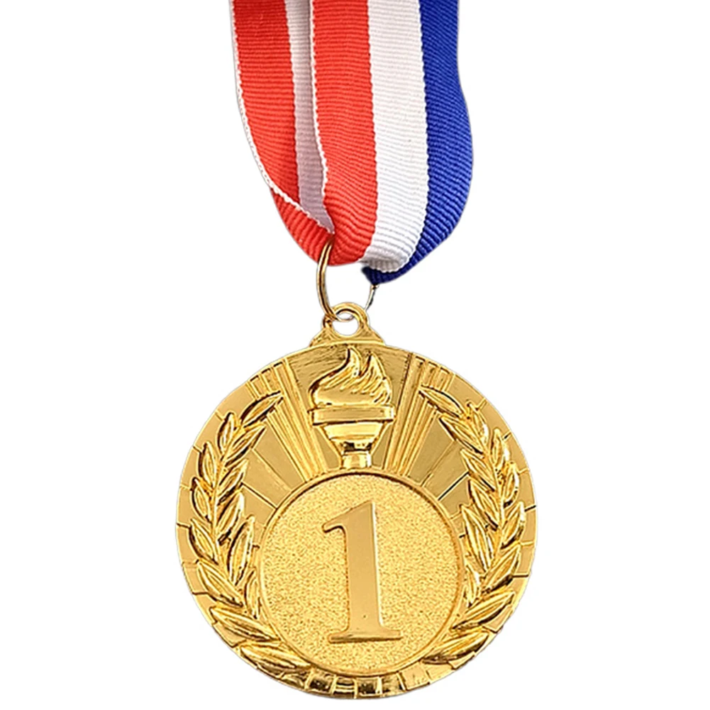 Médaille d'or/argent/Bronze de 5cm, récompenses pour étudiants avec ruban de cou, médailles gagnantes en métal, médailles de compétition pour jeux de sport
