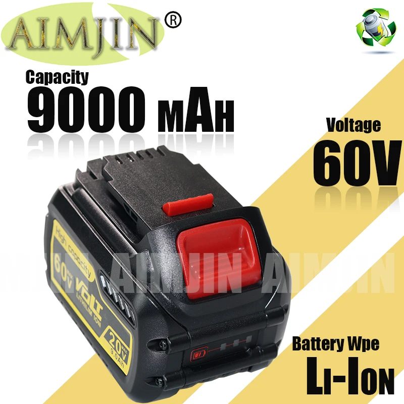 60V Li-ion Battery 9000mAh For Dewalt MAX 60V Battery Compatible DCB609 DCB547-XJ DCB200 DCB182 DCB204 Power Tool Battery