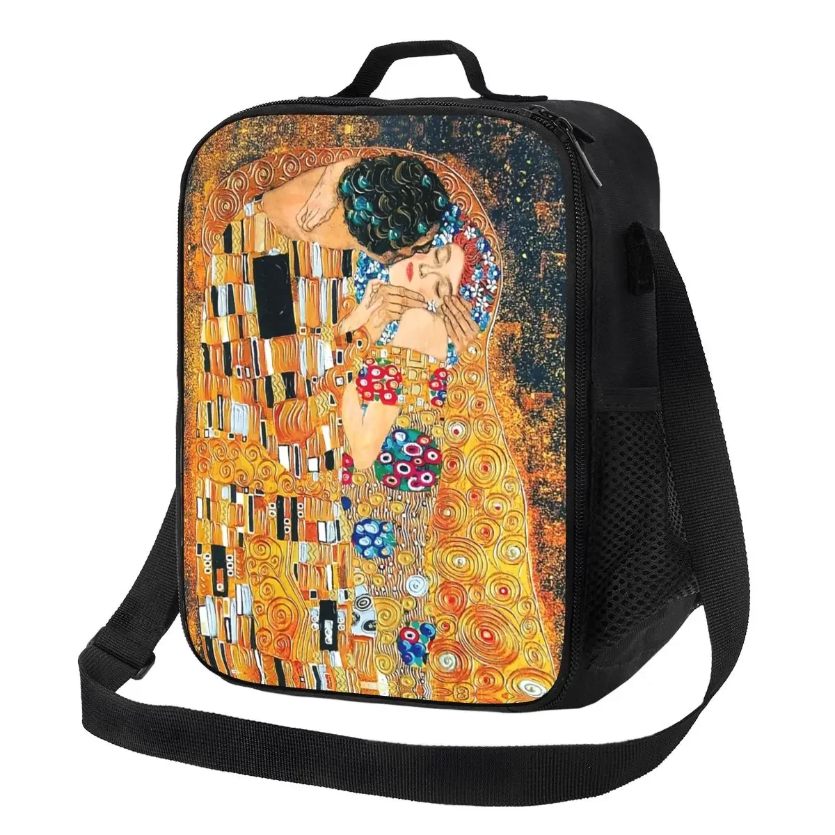 Gustav Klimt The Kiss Insulated Lunch Tote Bag Women Gold Colorful Painting Art Resuable Cooler Thermal Food Lunch Box School