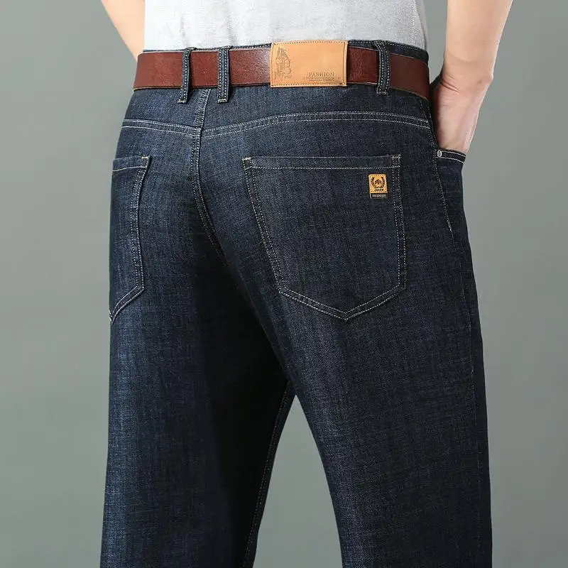 

Мужские джинсы прямого кроя, весна-осень, повседневные, износостойкие, со средней посадкой, хлопок, на молнии, зимние