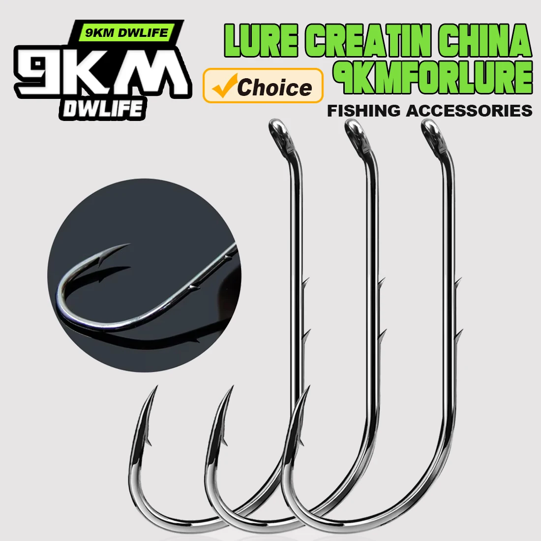9KM Baitholder Fishing Hooks 50~100Pcs Live Bait Hook Barbed Shank Down Eye Offset Circle Hook Carp Fishing Jig Worm Hook Tackle
