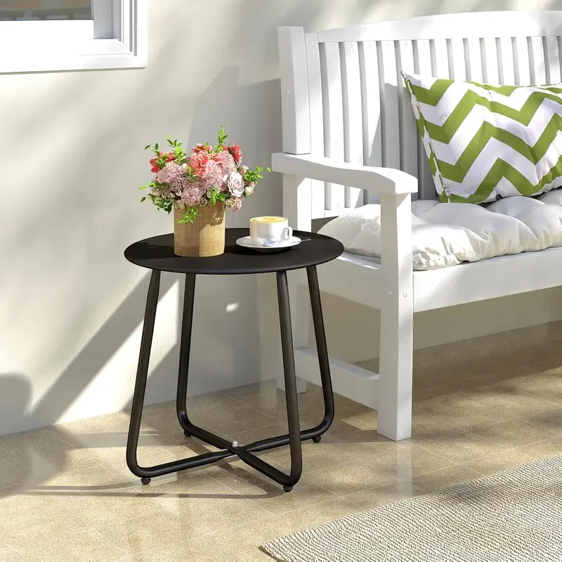 Small round table, iron balcony coffee table, modern simple living room sofa bedside coffee table, modern simple small table