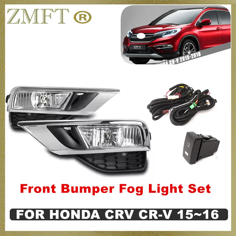 

1 комплект автомобильных передних противотуманных фар дальнего света для HONDA CR-V CRV 2015 2016 с хромированной рамкой и жгутом проводов переключателя