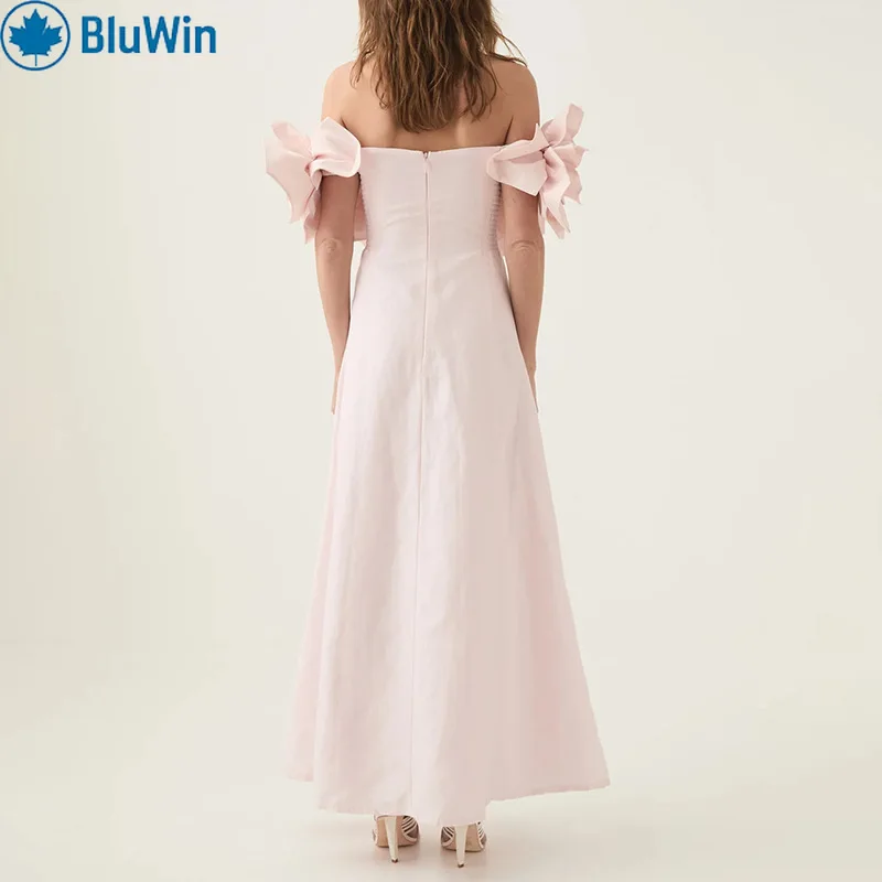 فستان BluWin 5Colors 2025 بدون حمالات - مزين بالزهور ثلاثي الأبعاد، فستان أنيق بلون موحد للنساء