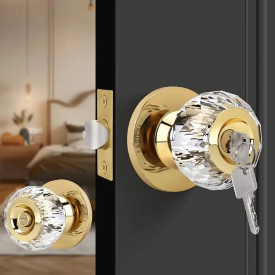 Diamond Crystal Interior Door Knobs with Privacy Lock