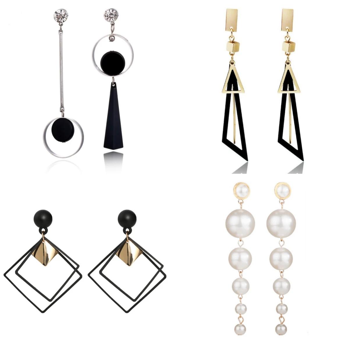 Fashion Korean Earrings 2025 Flower Geometric Long Asymmetry Circle Ear Acrylic Big Dangling Earrings Women Valentine\'s Gifts