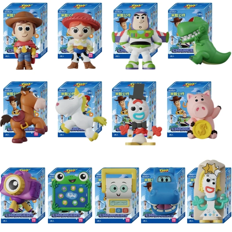 Disney Pixa Jandoon Original Toy Story Blind Box Doll Woody Jessie Buzz Lightyear Rice Grain Mini Action Figure Model Toy Gift