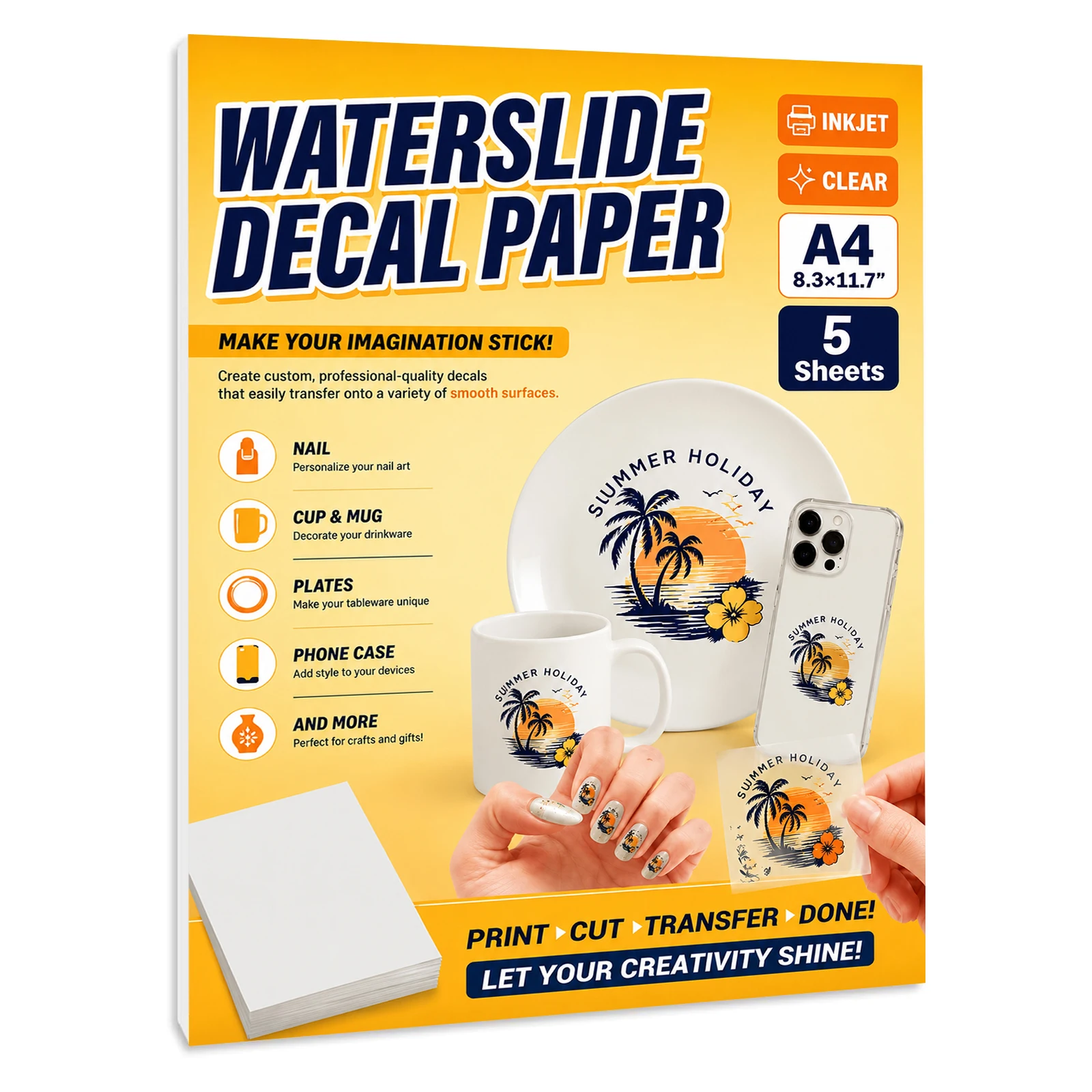 Ink Blotter Paper - Papel adesivo transparente A4 para decalques