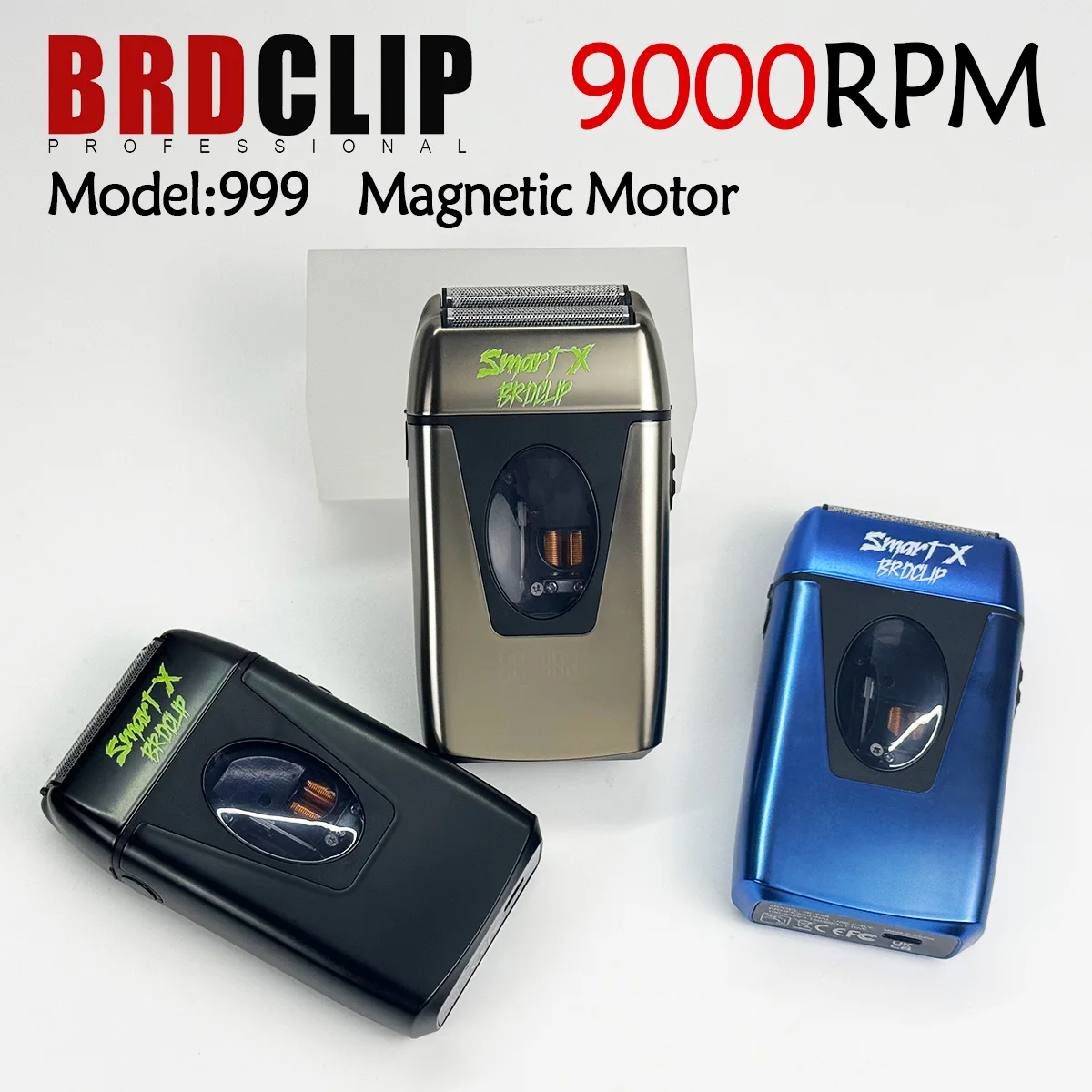 

BRDCLIP BRD-999 Professional Magnetic Motor 9000RPM Electric Men's Beard Trimmer Double Foil Shaver USB Hair Cutting Machine