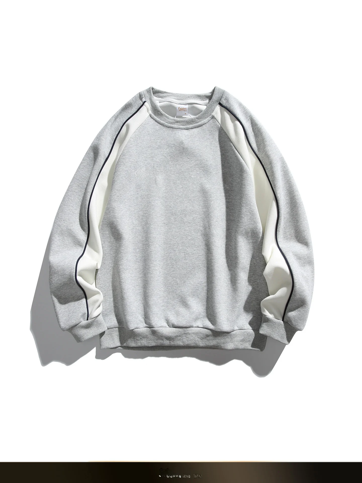 

Ретро-свитшот с контрастными вставками и вышивкой, круглый вырез, мужской повседневный топ в стиле кэжуал, худи для пар, из смесового хлопка и полиэстера