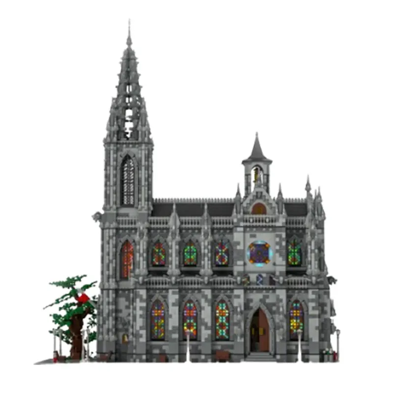 Spot MOC-29962 Small Particle Assembled Building Blocks, Cathedral Street View Architecture Series Toys, Puzzle DIY Children's G