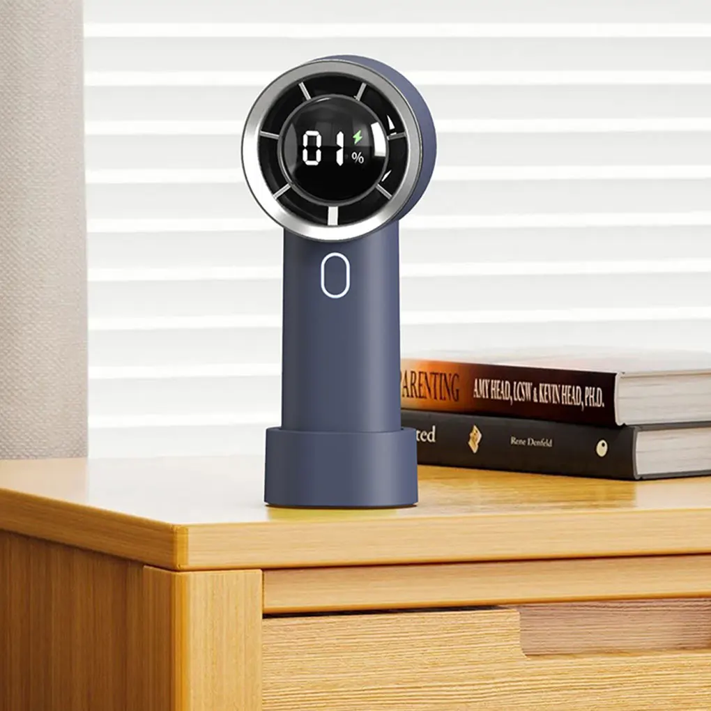 Digital Display Handheld Fan Powerful Brushless Motor USB Rechargeable Long Battery Life Powerful