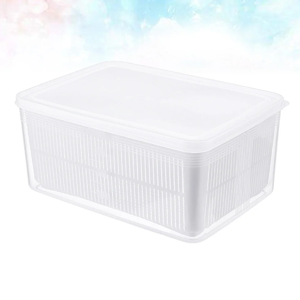 

1.5L Freshness Keep Box Transparent Reusable Refrigerator Storage Container For Fruit Vegetable Bread Drain Board Lid